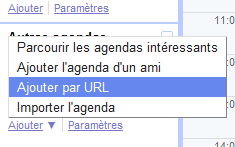 Ajouter URL Google Agenda