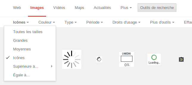 trouver des icônes avec Google