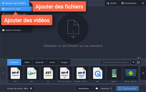 importer vidéo à convertir